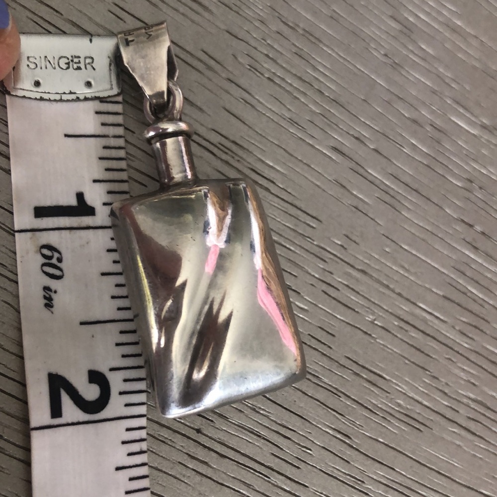 925 Silver Mexico Rectangular Perfume Bottle Bead… - image 5